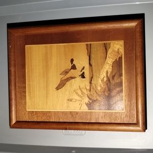 Vtg Jeff Nelson signed Mallard wood Marquette framed Hudson River Artist 10x13"